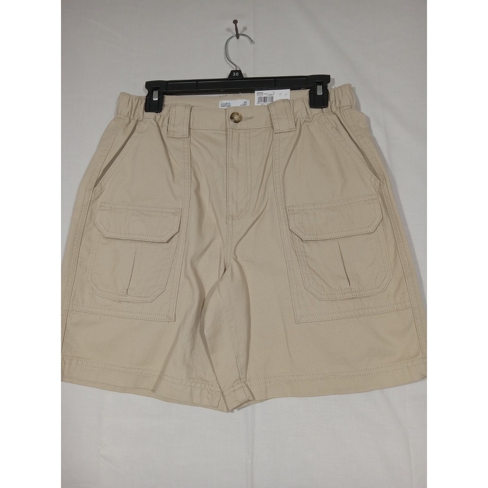 Croft Barrow Men's Cargo Shorts 30 Elastic Waist‎  Beige